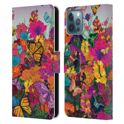 Suzan Lind Butterflies Garden Leather Book Wallet Case Cover For Apple iPhone 12 / iPhone 12 Pro