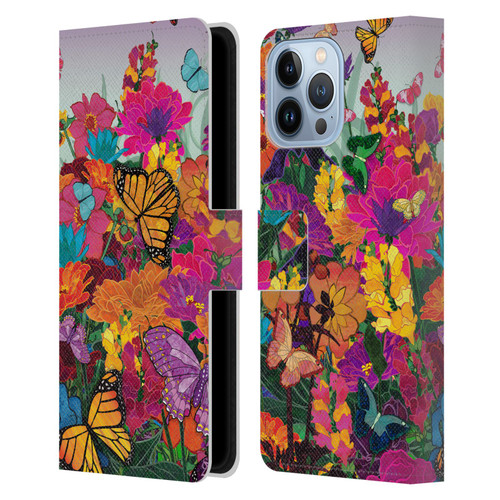 Suzan Lind Butterflies Garden Leather Book Wallet Case Cover For Apple iPhone 13 Pro Max