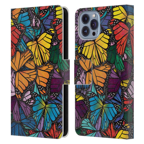 Suzan Lind Butterflies Monarch Leather Book Wallet Case Cover For Apple iPhone 14