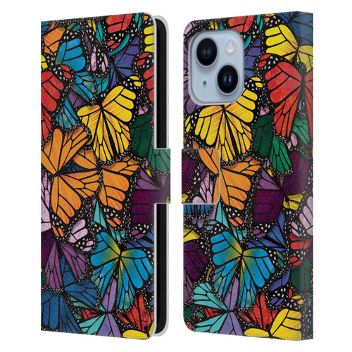 Suzan Lind Butterflies Monarch Leather Book Wallet Case Cover For Apple iPhone 14 Plus