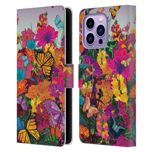 Suzan Lind Butterflies Garden Leather Book Wallet Case Cover For Apple iPhone 14 Pro Max