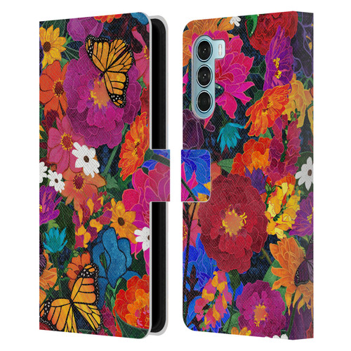 Suzan Lind Butterflies Flower Collage Leather Book Wallet Case Cover For Motorola Edge S30 / Moto G200 5G