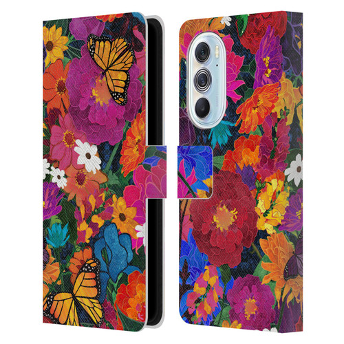 Suzan Lind Butterflies Flower Collage Leather Book Wallet Case Cover For Motorola Edge X30