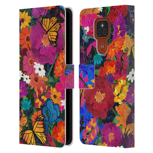 Suzan Lind Butterflies Flower Collage Leather Book Wallet Case Cover For Motorola Moto E7 Plus