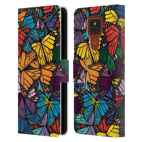 Suzan Lind Butterflies Monarch Leather Book Wallet Case Cover For Motorola Moto E7 Plus