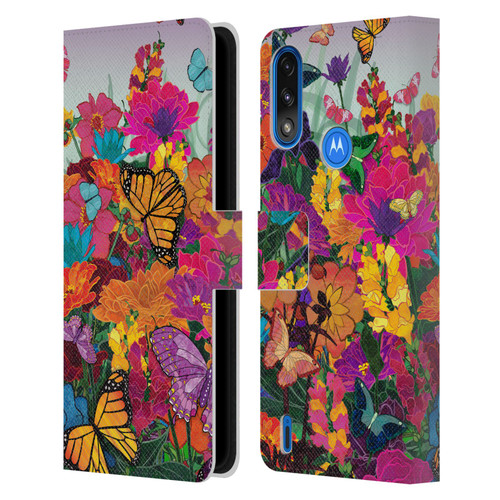 Suzan Lind Butterflies Garden Leather Book Wallet Case Cover For Motorola Moto E7 Power / Moto E7i Power