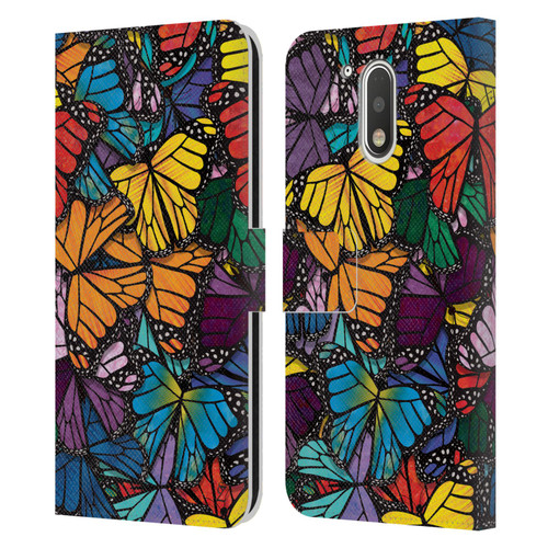 Suzan Lind Butterflies Monarch Leather Book Wallet Case Cover For Motorola Moto G41