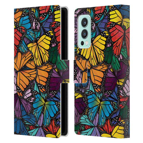 Suzan Lind Butterflies Monarch Leather Book Wallet Case Cover For OnePlus Nord 2 5G