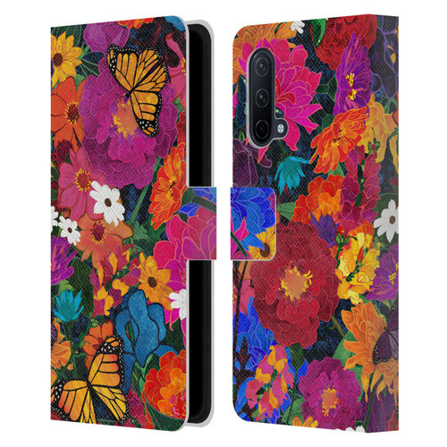 Suzan Lind Butterflies Flower Collage Leather Book Wallet Case Cover For OnePlus Nord CE 5G