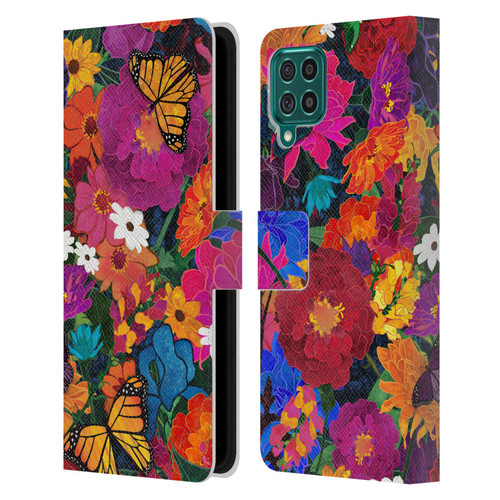 Suzan Lind Butterflies Flower Collage Leather Book Wallet Case Cover For Samsung Galaxy F62 (2021)