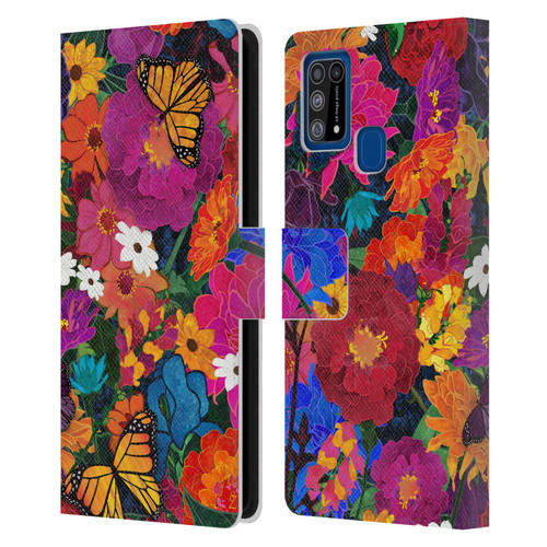 Suzan Lind Butterflies Flower Collage Leather Book Wallet Case Cover For Samsung Galaxy M31 (2020)