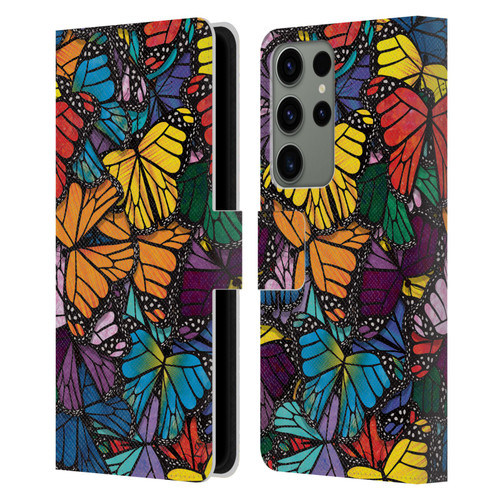 Suzan Lind Butterflies Monarch Leather Book Wallet Case Cover For Samsung Galaxy S23 Ultra 5G