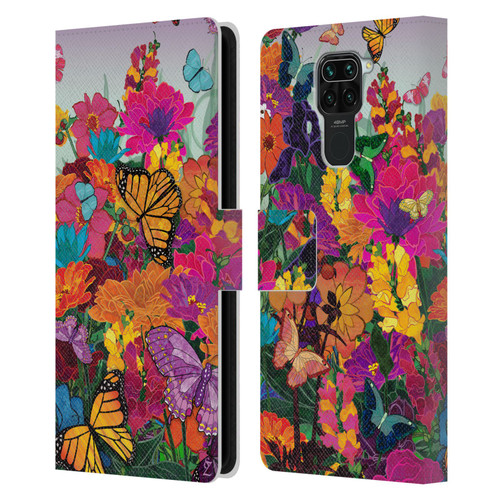 Suzan Lind Butterflies Garden Leather Book Wallet Case Cover For Xiaomi Redmi Note 9 / Redmi 10X 4G