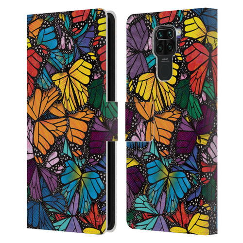 Suzan Lind Butterflies Monarch Leather Book Wallet Case Cover For Xiaomi Redmi Note 9 / Redmi 10X 4G