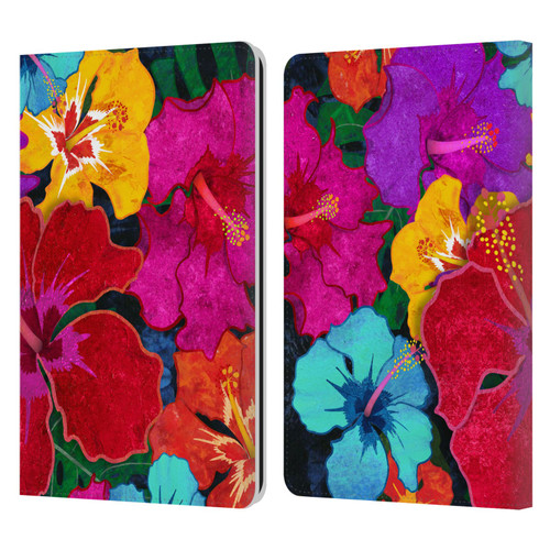 Suzan Lind Colours & Patterns Tropical Hibiscus Leather Book Wallet Case Cover For Amazon Kindle Paperwhite 1 / 2 / 3