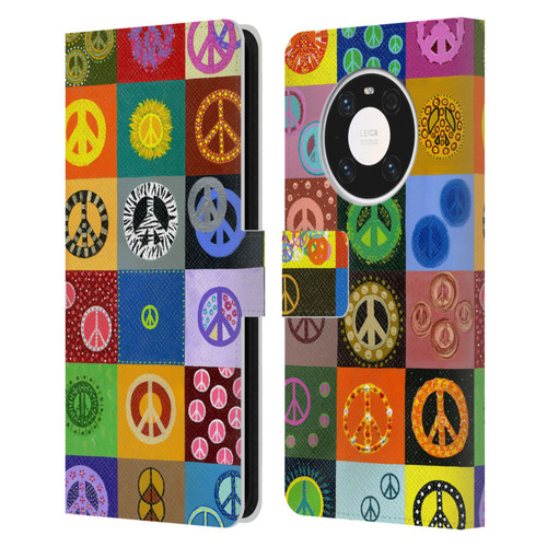 Suzan Lind Colours & Patterns Peace Quilt Leather Book Wallet Case Cover For Huawei Mate 40 Pro 5G