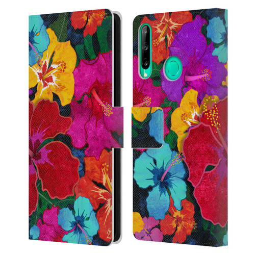 Suzan Lind Colours & Patterns Tropical Hibiscus Leather Book Wallet Case Cover For Huawei P40 lite E