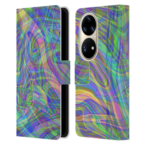 Suzan Lind Colours & Patterns Iridescent Abstract Leather Book Wallet Case Cover For Huawei P50 Pro