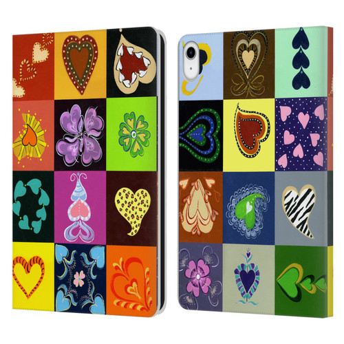 Suzan Lind Colours & Patterns Heart Quilt Leather Book Wallet Case Cover For Apple iPad 10.9 (2022)