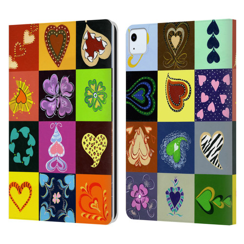 Suzan Lind Colours & Patterns Heart Quilt Leather Book Wallet Case Cover For Apple iPad Air 2020 / 2022