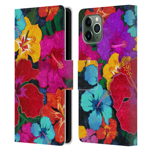 Suzan Lind Colours & Patterns Tropical Hibiscus Leather Book Wallet Case Cover For Apple iPhone 11 Pro