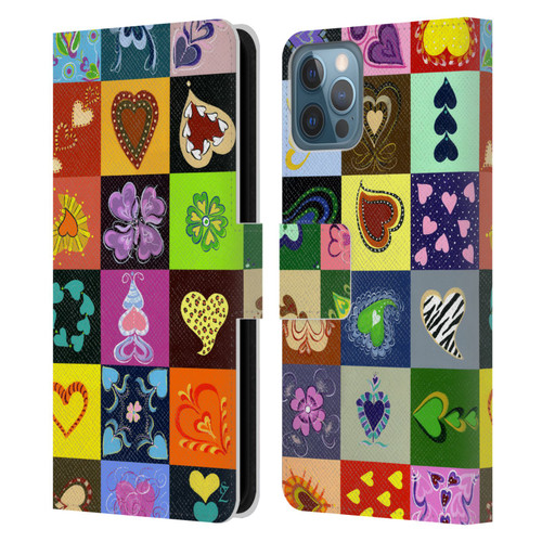 Suzan Lind Colours & Patterns Heart Quilt Leather Book Wallet Case Cover For Apple iPhone 12 / iPhone 12 Pro