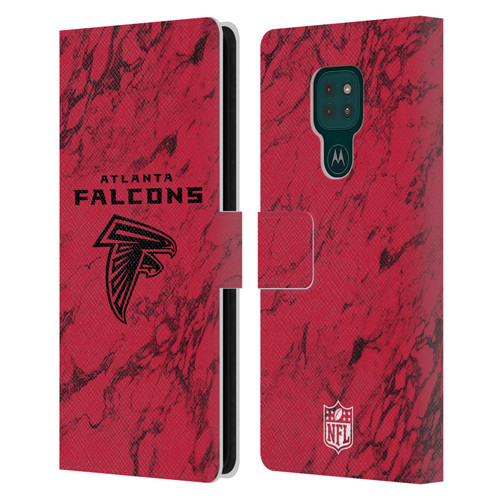 NFL Atlanta Falcons Graphics Coloured Marble Leather Book Wallet Case Cover For Motorola Moto G9 Play