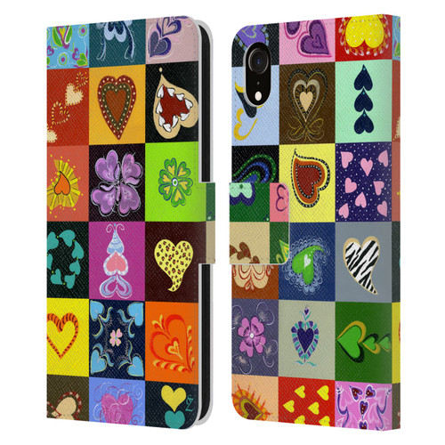 Suzan Lind Colours & Patterns Heart Quilt Leather Book Wallet Case Cover For Apple iPhone XR