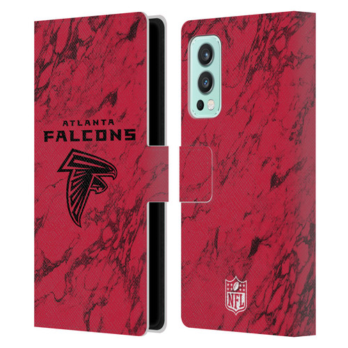 NFL Atlanta Falcons Graphics Coloured Marble Leather Book Wallet Case Cover For OnePlus Nord 2 5G
