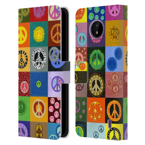 Suzan Lind Colours & Patterns Peace Quilt Leather Book Wallet Case Cover For Nokia C10 / C20