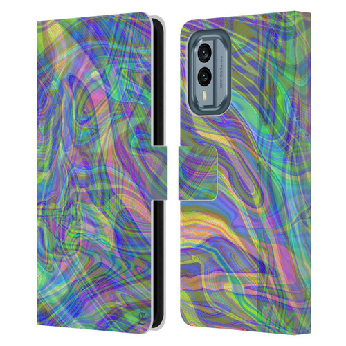 Suzan Lind Colours & Patterns Iridescent Abstract Leather Book Wallet Case Cover For Nokia X30