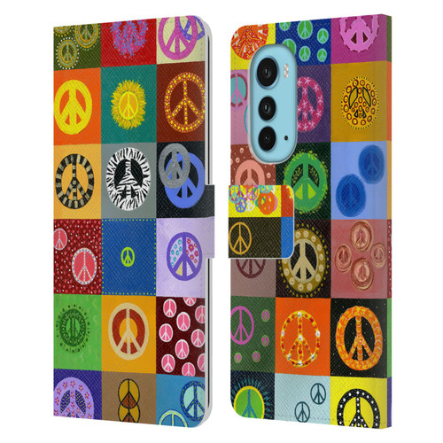 Suzan Lind Colours & Patterns Peace Quilt Leather Book Wallet Case Cover For Motorola Edge (2022)