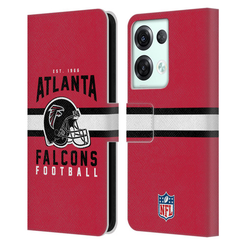 NFL Atlanta Falcons Graphics Helmet Typography Leather Book Wallet Case Cover For OPPO Reno8 Pro