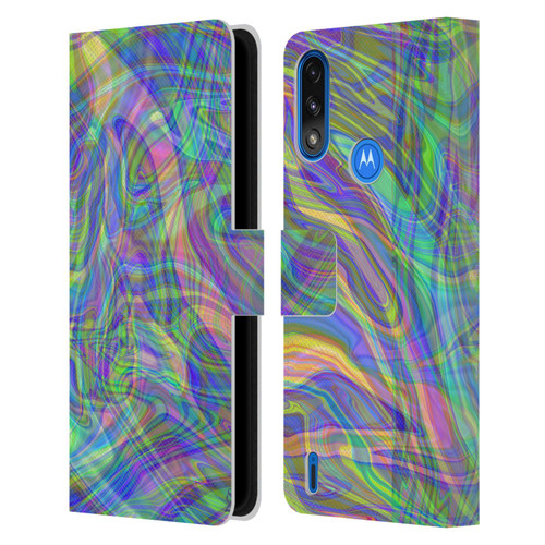 Suzan Lind Colours & Patterns Iridescent Abstract Leather Book Wallet Case Cover For Motorola Moto E7 Power / Moto E7i Power