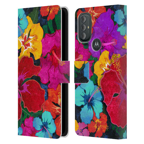 Suzan Lind Colours & Patterns Tropical Hibiscus Leather Book Wallet Case Cover For Motorola Moto G10 / Moto G20 / Moto G30