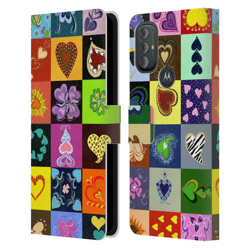 Suzan Lind Colours & Patterns Heart Quilt Leather Book Wallet Case Cover For Motorola Moto G10 / Moto G20 / Moto G30