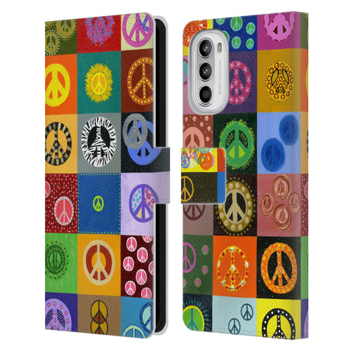 Suzan Lind Colours & Patterns Peace Quilt Leather Book Wallet Case Cover For Motorola Moto G52