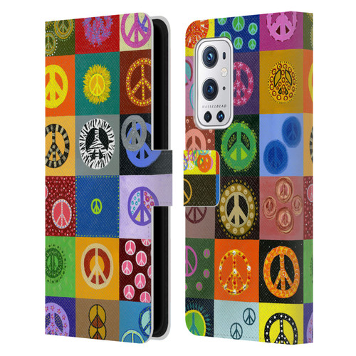 Suzan Lind Colours & Patterns Peace Quilt Leather Book Wallet Case Cover For OnePlus 9 Pro