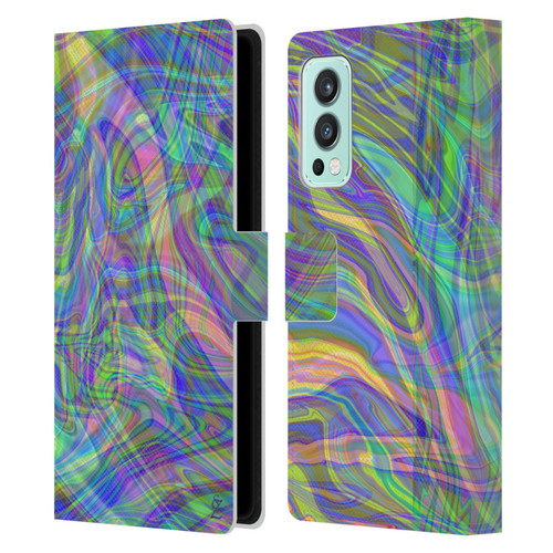 Suzan Lind Colours & Patterns Iridescent Abstract Leather Book Wallet Case Cover For OnePlus Nord 2 5G