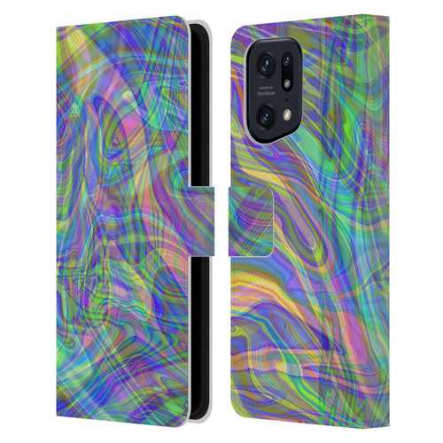 Suzan Lind Colours & Patterns Iridescent Abstract Leather Book Wallet Case Cover For OPPO Find X5 Pro