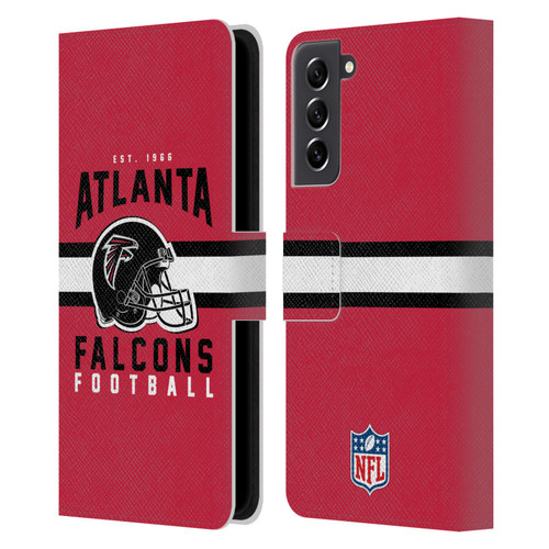 NFL Atlanta Falcons Graphics Helmet Typography Leather Book Wallet Case Cover For Samsung Galaxy S21 FE 5G