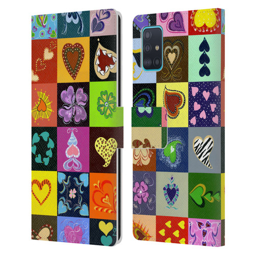 Suzan Lind Colours & Patterns Heart Quilt Leather Book Wallet Case Cover For Samsung Galaxy A51 (2019)
