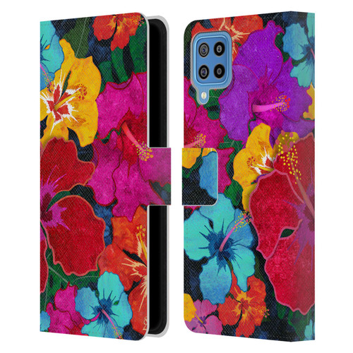 Suzan Lind Colours & Patterns Tropical Hibiscus Leather Book Wallet Case Cover For Samsung Galaxy F22 (2021)