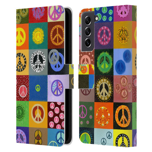 Suzan Lind Colours & Patterns Peace Quilt Leather Book Wallet Case Cover For Samsung Galaxy S21 FE 5G