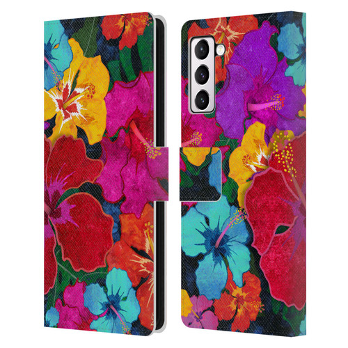 Suzan Lind Colours & Patterns Tropical Hibiscus Leather Book Wallet Case Cover For Samsung Galaxy S21+ 5G