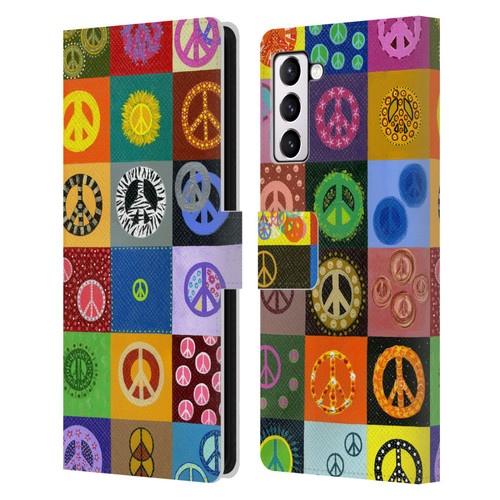 Suzan Lind Colours & Patterns Peace Quilt Leather Book Wallet Case Cover For Samsung Galaxy S21+ 5G