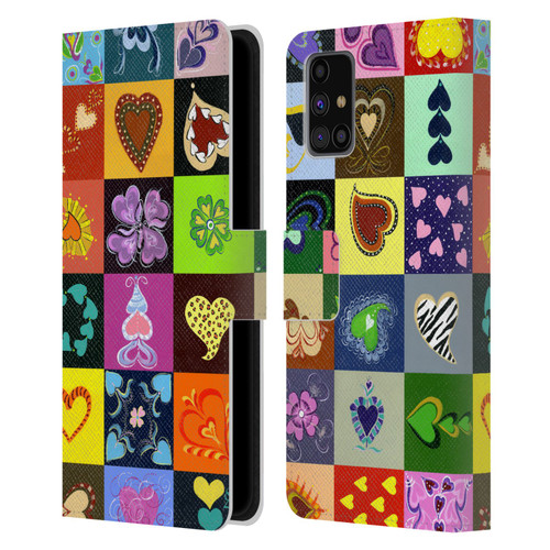 Suzan Lind Colours & Patterns Heart Quilt Leather Book Wallet Case Cover For Samsung Galaxy M31s (2020)
