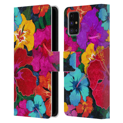 Suzan Lind Colours & Patterns Tropical Hibiscus Leather Book Wallet Case Cover For Samsung Galaxy M31s (2020)