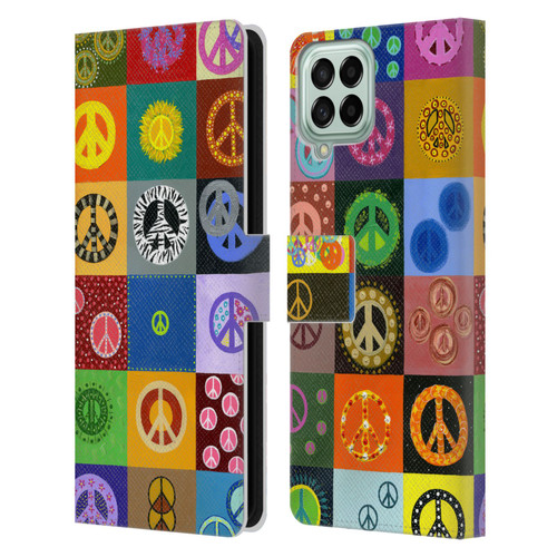 Suzan Lind Colours & Patterns Peace Quilt Leather Book Wallet Case Cover For Samsung Galaxy M53 (2022)