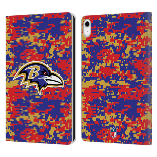 NFL Baltimore Ravens Graphics Digital Camouflage Leather Book Wallet Case Cover For Apple iPad 10.9 (2022)